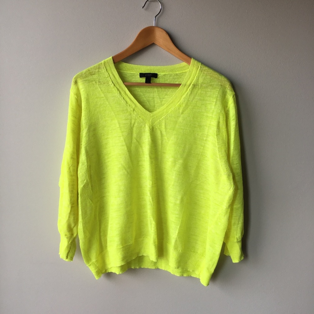J crew neon yellow sweater